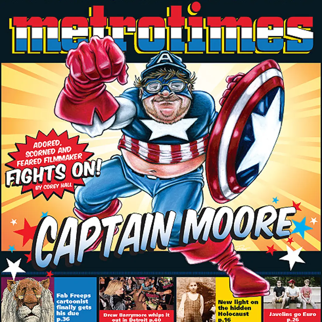 Metrotimes illustration of Captain Moore by RCi