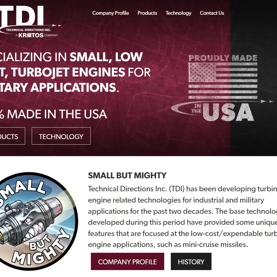 TDI national defense company website design and build by RCi