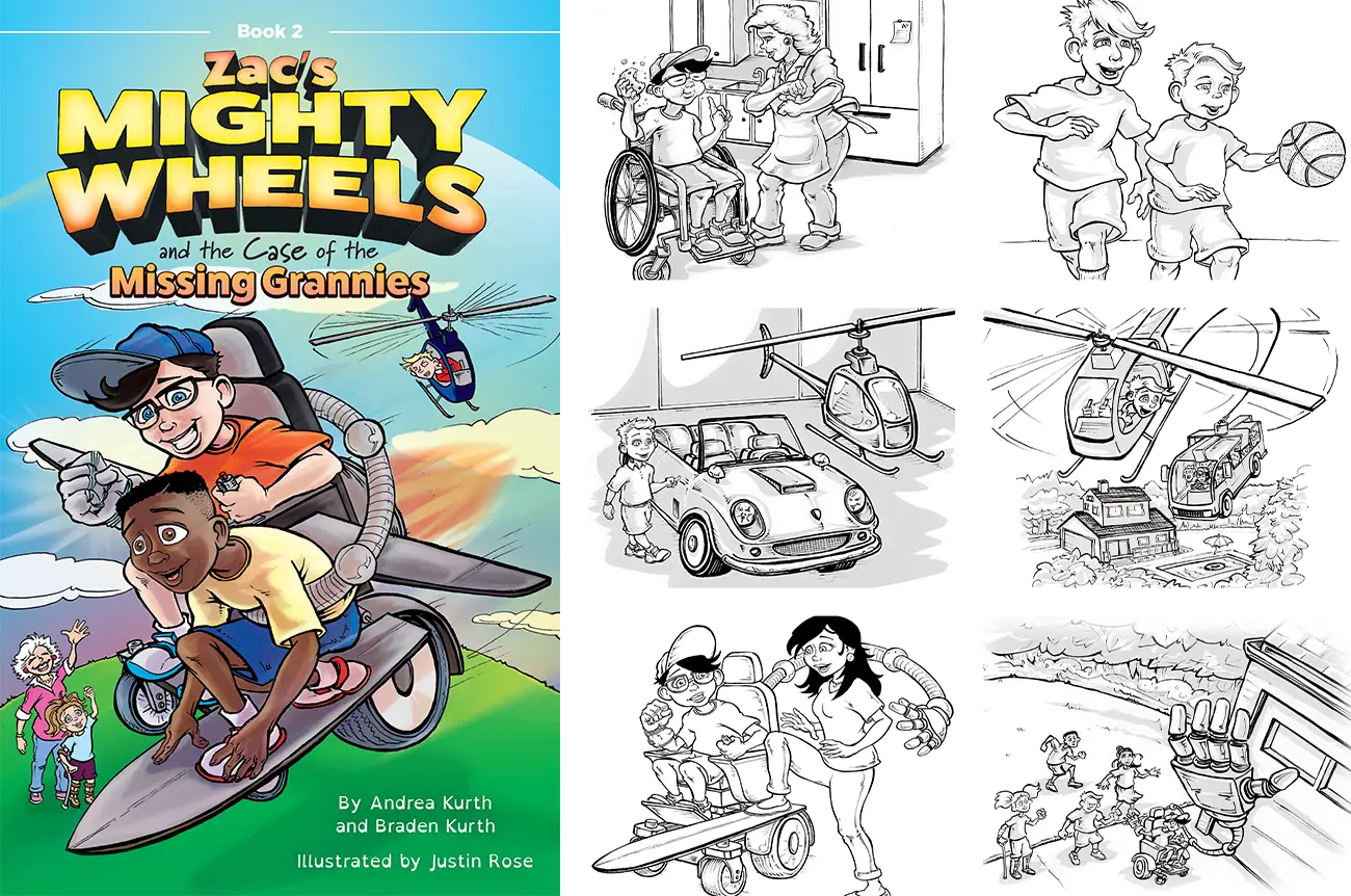 Zac's Mighty Wheels children's book illustration
