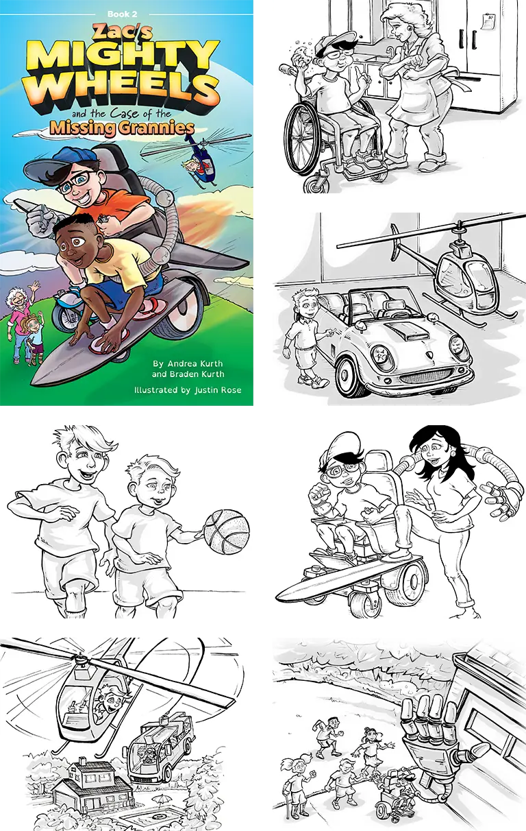 Zac's Mighty Wheels children's book illustration